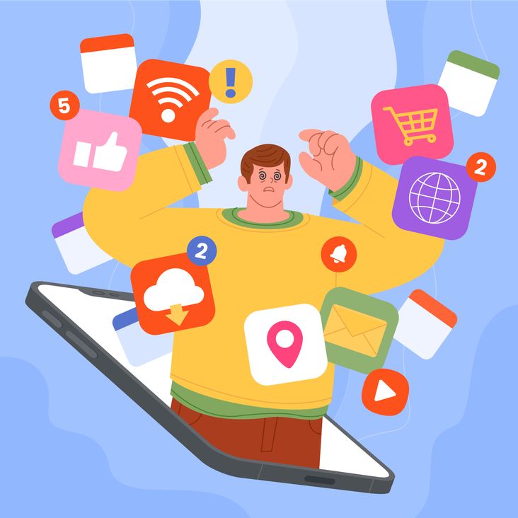 Internet addiction illustration