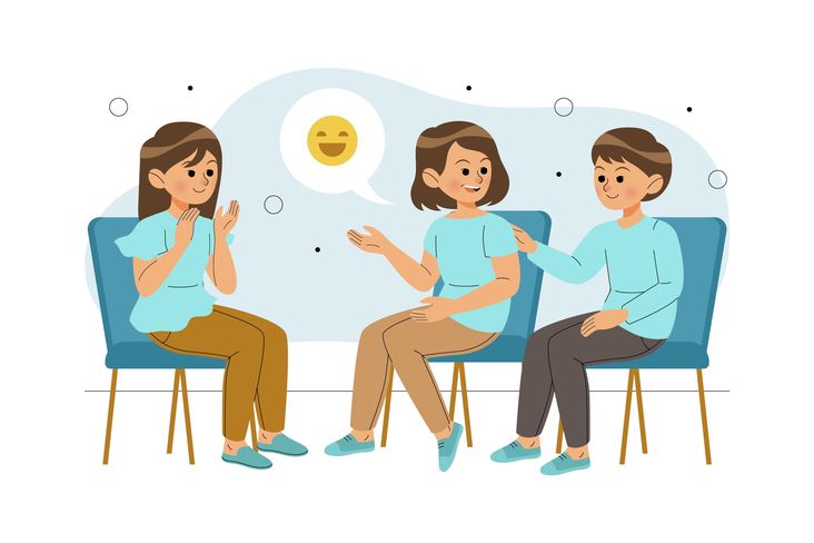 Ilustración: Comunicación efectiva en equipos – Colegas conversando