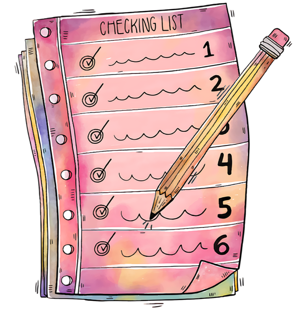 Watercolor checklist and pencil