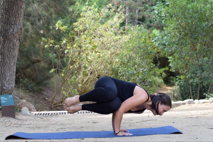 Yoga. Parsva Bakasana (Seitliche Krähe oder Seitlicher Kranich)