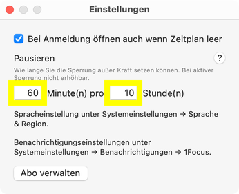 Tägliche 60-Minuten-Pause