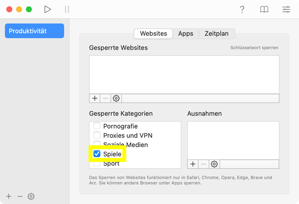 Wie man eine Webseiten-Kategorie auf deinem Mac blockiert