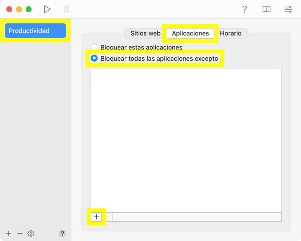 Cómo bloquear el acceso a todas las aplicaciones excepto algunas específicas usando 1Focus
