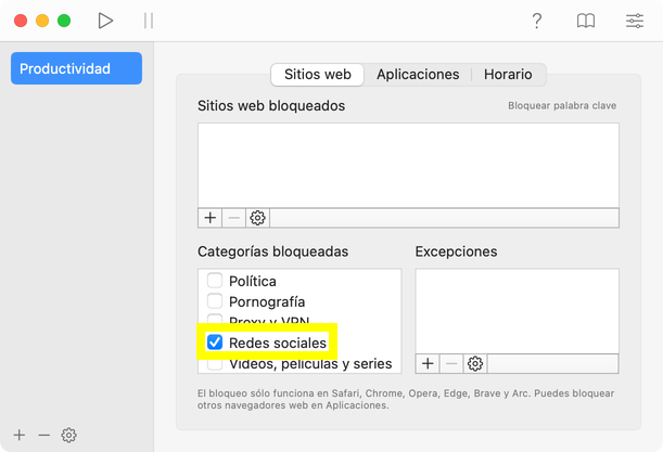 Cómo bloquear una categoría de sitio web en tu Mac
