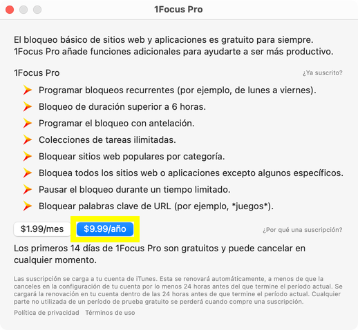 Características y precio de 1Focus Pro