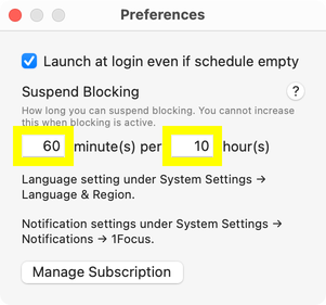 Daily 60-minute pause allowance