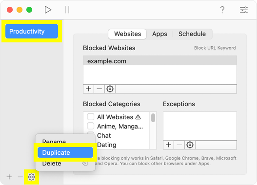 How to duplicate a preset